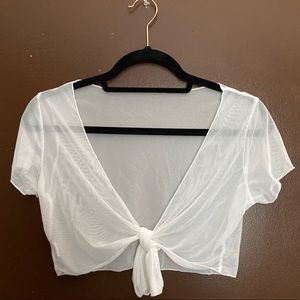 Cropped tie-up mesh top!